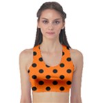 Polka Dots - Black on Safety Orange Women s Sports Bra