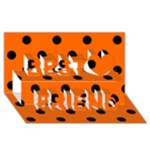 Polka Dots - Black on Safety Orange Best Friends 3D Greeting Card (8x4)