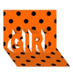 Polka Dots - Black on Safety Orange GIRL 3D Greeting Card (7x5)