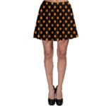 Polka Dots - Safety Orange on Black Skater Skirt