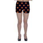 Polka Dots - Safety Orange on Black Skinny Shorts