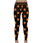 Polka Dots - Safety Orange on Black Yoga Leggings