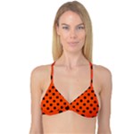 Polka Dots - Black on Tangelo Orange Reversible Tri Bikini Top