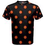 Polka Dots - Tangelo Orange on Black Men s Cotton Tee