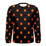 Polka Dots - Tangelo Orange on Black Men s Long Sleeve T-shirt