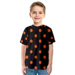 Polka Dots - Tangelo Orange on Black Kid s Sport Mesh Tee