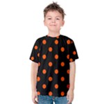 Polka Dots - Tangelo Orange on Black Kid s Cotton Tee