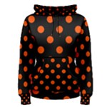 Polka Dots - Tangelo Orange on Black Women s Pullover Hoodie