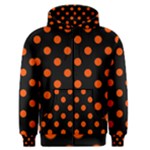 Polka Dots - Tangelo Orange on Black Men s Zipper Hoodie