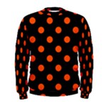 Polka Dots - Tangelo Orange on Black Men s Sweatshirt