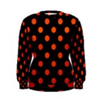 Polka Dots - Tangelo Orange on Black Women s Sweatshirt