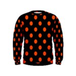 Polka Dots - Tangelo Orange on Black Kid s Sweatshirt