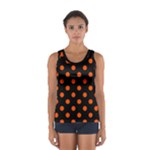 Polka Dots - Tangelo Orange on Black Women s Sport Tank Top