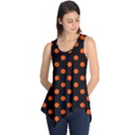 Polka Dots - Tangelo Orange on Black Sleeveless Tunic