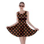 Polka Dots - Tangelo Orange on Black Skater Dress