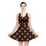 Polka Dots - Tangelo Orange on Black Reversible Skater Dress