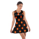 Polka Dots - Tangelo Orange on Black Cotton Racerback Dress