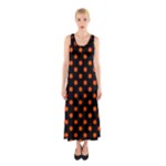 Polka Dots - Tangelo Orange on Black Full Print Maxi Dress