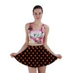 Polka Dots - Tangelo Orange on Black Mini Skirt