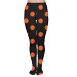 Polka Dots - Tangelo Orange on Black Women s Tights