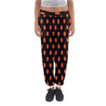 Polka Dots - Tangelo Orange on Black Women s Jogger Sweatpants