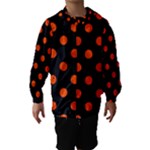 Polka Dots - Tangelo Orange on Black Hooded Wind Breaker (Kids)