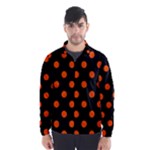 Polka Dots - Tangelo Orange on Black Wind Breaker (Men)