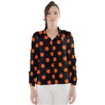 Polka Dots - Tangelo Orange on Black Wind Breaker (Women)