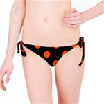 Polka Dots - Tangelo Orange on Black Bikini Bottom