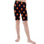 Polka Dots - Tangelo Orange on Black Kid s Mid Length Swim Shorts