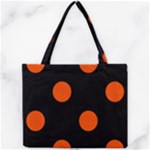 Polka Dots - Tangelo Orange on Black Mini Tote Bag