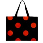 Polka Dots - Tangelo Orange on Black Zipper Mini Tote Bag