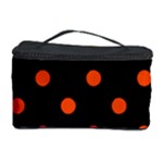 Polka Dots - Tangelo Orange on Black Cosmetic Storage Case