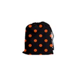 Polka Dots - Tangelo Orange on Black Drawstring Pouch (XS)