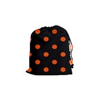 Polka Dots - Tangelo Orange on Black Drawstring Pouch (S)