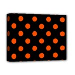 Polka Dots - Tangelo Orange on Black Deluxe Canvas 14  x 11  (Stretched)