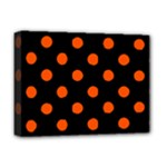 Polka Dots - Tangelo Orange on Black Deluxe Canvas 16  x 12  (Stretched)