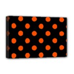 Polka Dots - Tangelo Orange on Black Deluxe Canvas 18  x 12  (Stretched)