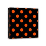 Polka Dots - Tangelo Orange on Black Mini Canvas 4  x 4  (Stretched)