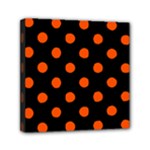 Polka Dots - Tangelo Orange on Black Mini Canvas 6  x 6  (Stretched)