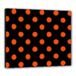 Polka Dots - Tangelo Orange on Black Canvas 24  x 20  (Stretched)