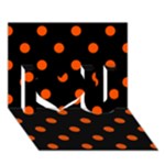 Polka Dots - Tangelo Orange on Black I Love You 3D Greeting Card (7x5)