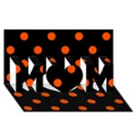 Polka Dots - Tangelo Orange on Black MOM 3D Greeting Card (8x4)