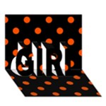 Polka Dots - Tangelo Orange on Black GIRL 3D Greeting Card (7x5)