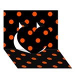 Polka Dots - Tangelo Orange on Black Heart 3D Greeting Card (7x5)