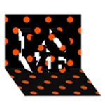 Polka Dots - Tangelo Orange on Black LOVE 3D Greeting Card (7x5)