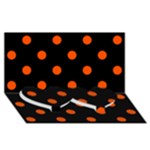 Polka Dots - Tangelo Orange on Black Twin Heart Bottom 3D Greeting Card (8x4)