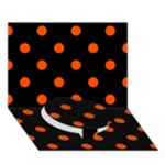 Polka Dots - Tangelo Orange on Black Circle Bottom 3D Greeting Card (7x5)