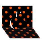 Polka Dots - Tangelo Orange on Black Apple 3D Greeting Card (7x5)