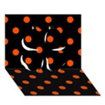 Polka Dots - Tangelo Orange on Black Clover 3D Greeting Card (7x5)